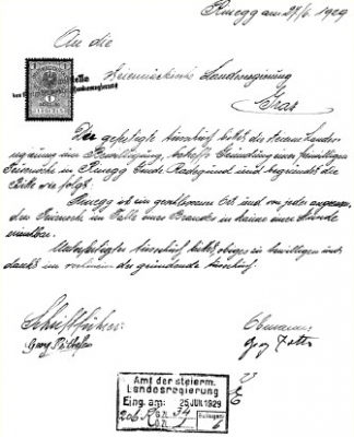 Gründungsbewilligung aus dem Jahr 1929